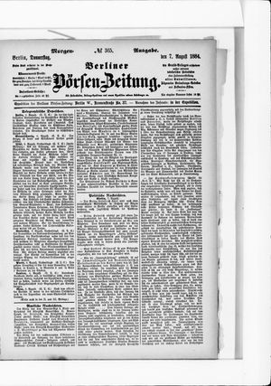 Berliner Börsen-Zeitung vom 07.08.1884