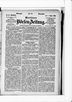 Berliner Börsen-Zeitung vom 09.08.1884