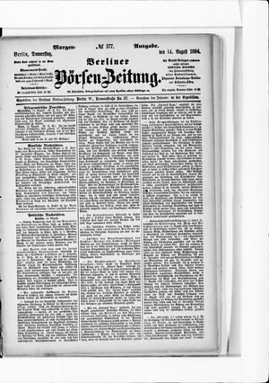 Berliner Börsen-Zeitung vom 14.08.1884