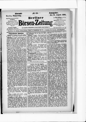 Berliner Börsen-Zeitung vom 14.08.1884