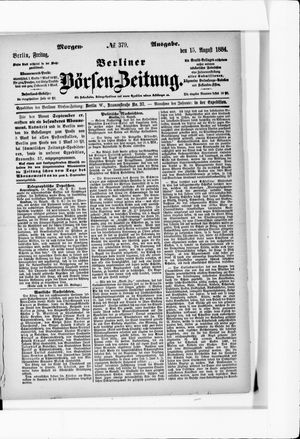 Berliner Börsen-Zeitung on Aug 15, 1884