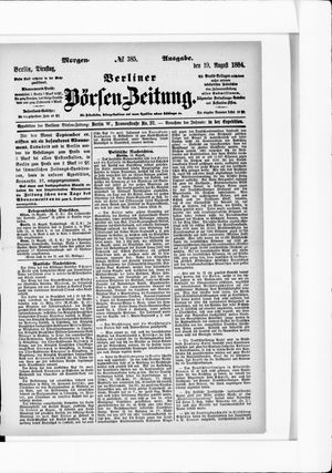 Berliner Börsen-Zeitung vom 19.08.1884