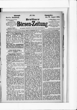 Berliner Börsen-Zeitung vom 23.08.1884