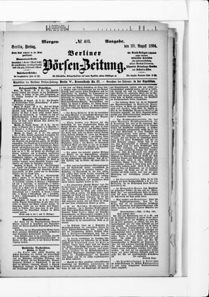 Berliner Börsen-Zeitung vom 29.08.1884