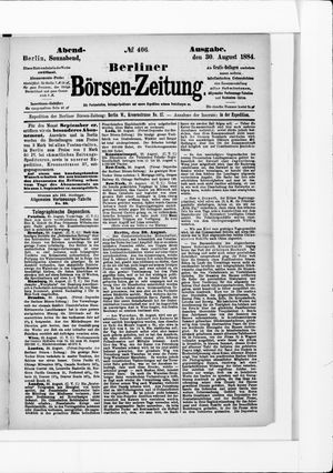 Berliner Börsen-Zeitung on Aug 30, 1884