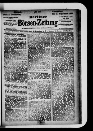 Berliner Börsen-Zeitung vom 11.09.1884