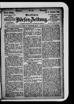 Berliner Börsen-Zeitung vom 14.09.1884
