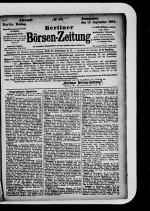 Berliner Börsen-Zeitung vom 15.09.1884