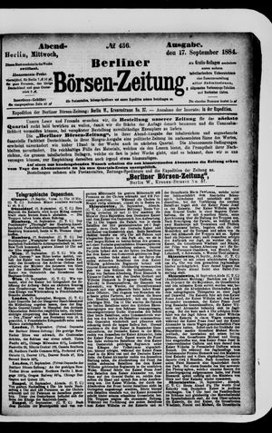 Berliner Börsen-Zeitung vom 17.09.1884