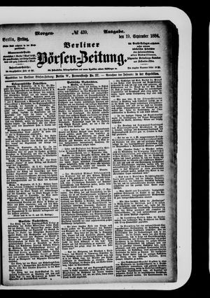Berliner Börsen-Zeitung vom 19.09.1884