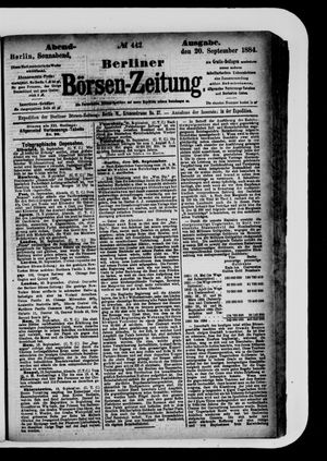 Berliner Börsen-Zeitung vom 20.09.1884