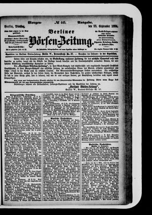 Berliner Börsen-Zeitung vom 23.09.1884