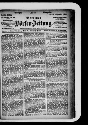 Berliner Börsen-Zeitung vom 26.09.1884