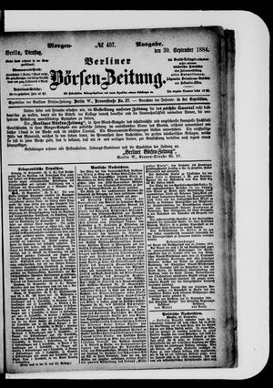 Berliner Börsen-Zeitung vom 30.09.1884