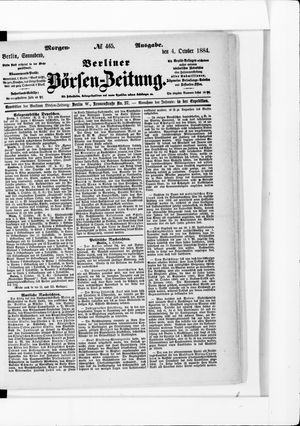 Berliner Börsen-Zeitung vom 04.10.1884