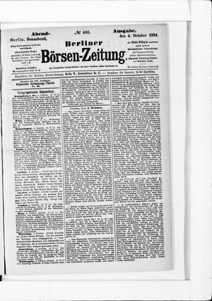 Berliner Börsen-Zeitung vom 04.10.1884