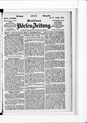 Berliner Börsen-Zeitung on Oct 16, 1884