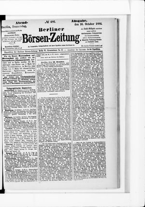 Berliner Börsen-Zeitung on Oct 16, 1884