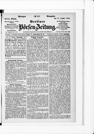 Berliner Börsen-Zeitung vom 19.10.1884