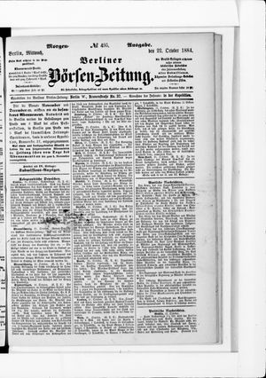 Berliner Börsen-Zeitung vom 22.10.1884