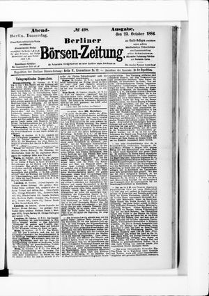 Berliner Börsen-Zeitung vom 23.10.1884