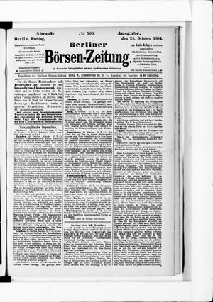 Berliner Börsen-Zeitung vom 24.10.1884