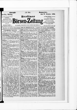 Berliner Börsen-Zeitung vom 27.10.1884