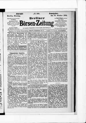 Berliner Börsen-Zeitung vom 28.10.1884