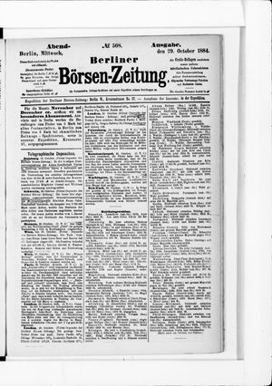 Berliner Börsen-Zeitung vom 29.10.1884