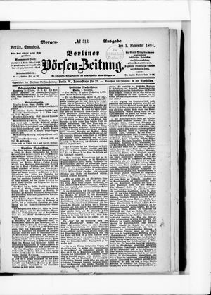 Berliner Börsen-Zeitung vom 01.11.1884