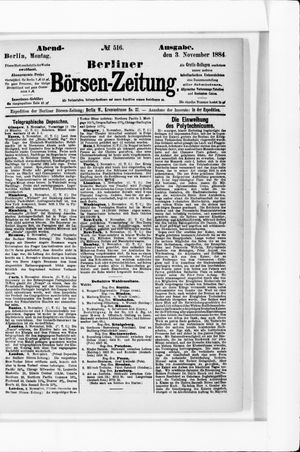 Berliner Börsen-Zeitung vom 03.11.1884