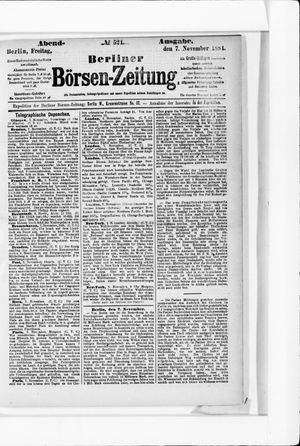 Berliner Börsen-Zeitung on Nov 7, 1884