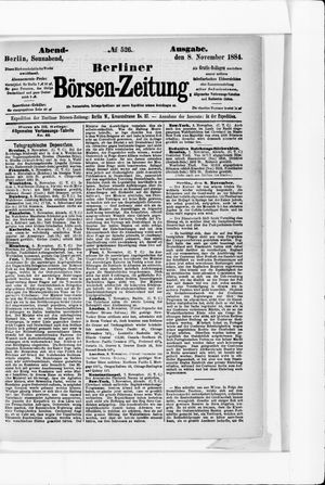 Berliner Börsen-Zeitung vom 08.11.1884