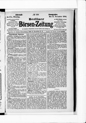 Berliner Börsen-Zeitung vom 11.11.1884