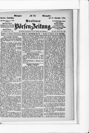 Berliner Börsen-Zeitung vom 13.11.1884