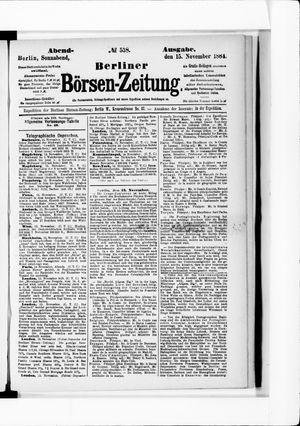 Berliner Börsen-Zeitung vom 15.11.1884