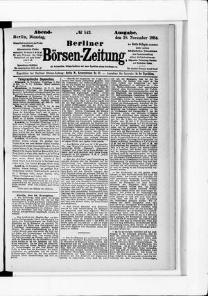 Berliner Börsen-Zeitung vom 18.11.1884