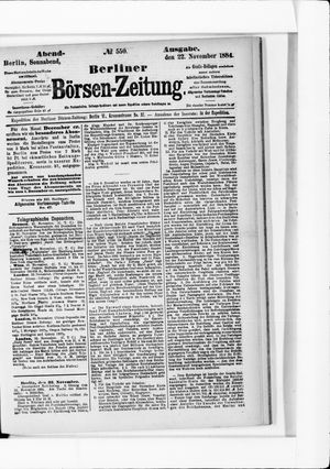 Berliner Börsen-Zeitung vom 22.11.1884