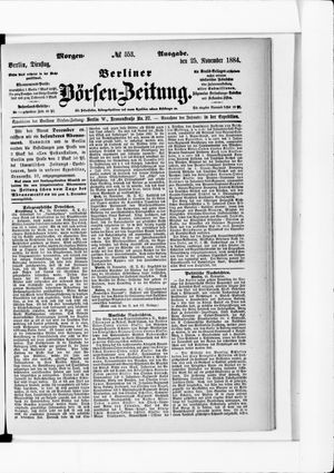 Berliner Börsen-Zeitung vom 25.11.1884