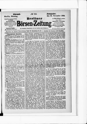 Berliner Börsen-Zeitung vom 25.11.1884