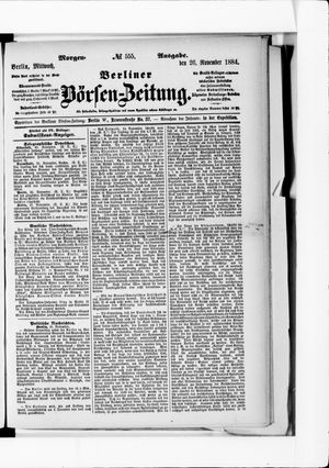 Berliner Börsen-Zeitung vom 26.11.1884