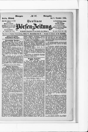 Berliner Börsen-Zeitung vom 03.12.1884