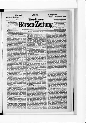 Berliner Börsen-Zeitung on Dec 5, 1884