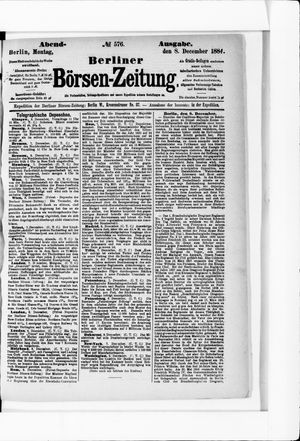 Berliner Börsen-Zeitung vom 08.12.1884