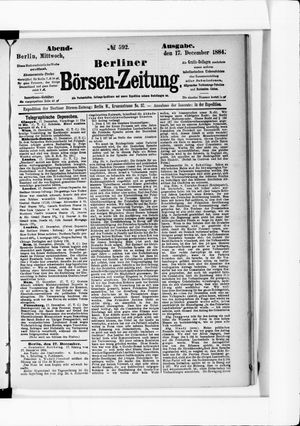 Berliner Börsen-Zeitung vom 17.12.1884