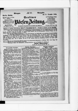 Berliner Börsen-Zeitung vom 21.12.1884