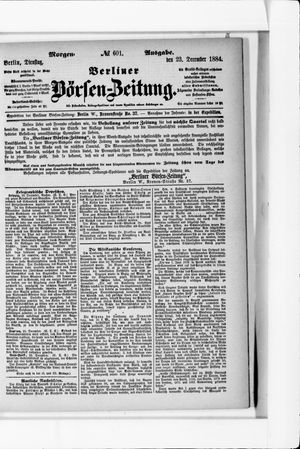 Berliner Börsen-Zeitung vom 23.12.1884