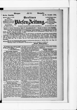 Berliner Börsen-Zeitung vom 25.12.1884