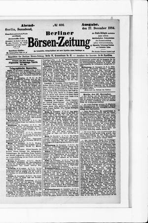 Berliner Börsen-Zeitung vom 27.12.1884