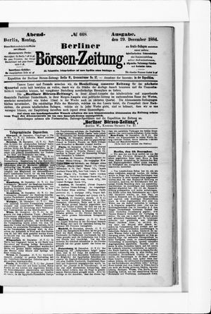 Berliner Börsen-Zeitung vom 29.12.1884